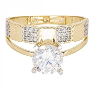 Bijuterii aur galben 14 K inel colectie noua model GEOMETRIC - Img 3