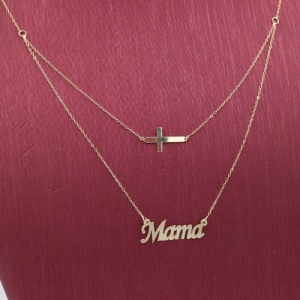 Bijuterii aur galben 14 K lant cu pandantiv colectie noua MAMA SI CRUCE - Img 2