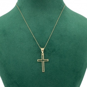Bijuterii aur galben 14 K lant cu pandantiv colectie noua model CRUCE - Img 2