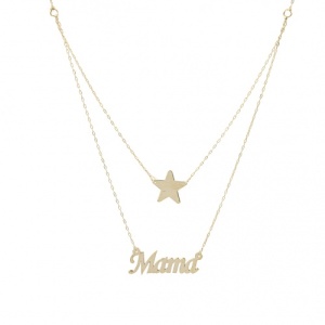 Bijuterii aur galben 14 K lant cu pandantiv colectie noua model MAMA
