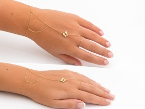 Bratara aur cu inel aur galben 14 K model FLUTURAS - Img 2
