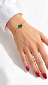 Bratara aur galben 14 K colectie ITALIA model FLOARE - GREEN
