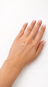 Bratara cu inel aur galben 14 K model FLOARE