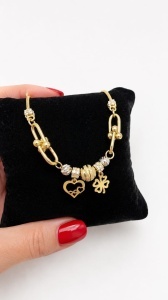 Bratara din aur 14 K model CHARM TRIFOI - Img 4