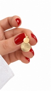Cercei aur galben 14 K colectie ITALIA model BANUT - SATINAT - Img 2