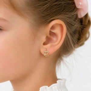 Cercei aur galben 14 K colectie ITALIA model INIMIOARE