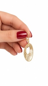 Cercei aur galben 14 K colectie ITALIA model OVAL - FATETAT - Img 2