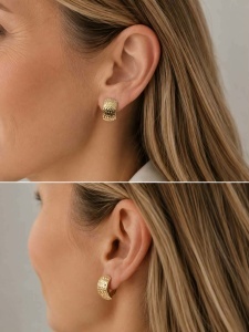 Cercei aur galben 14 K model FATETAT - Img 2