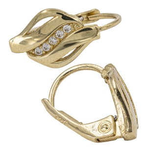 Cercei aur galben 14 K model FRUNZA - Img 2