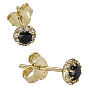 Cercei aur galben 14 K model ROTUND - BLACK - Img 2