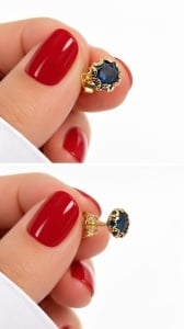 Cercei din aur 14 K colectie noua ITALIA model BLUE - Img 2