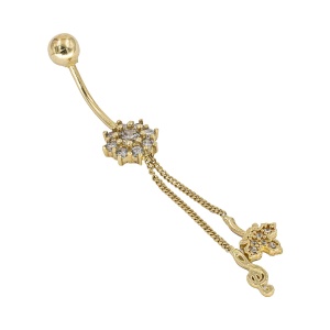 Cercel pentru buric aur galben 14 K model FLOARE