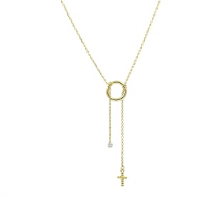 Colier aur galben 14 K model CERC SI CRUCIULITA - Img 2