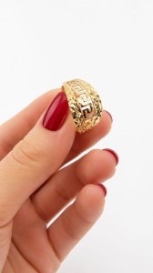 Inel aur galben 14 K model GEOMETRIC - FATETAT - Img 2