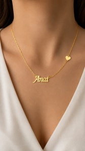 Lant cu nume aur galben 14 K model NUME - ANCA