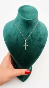 Lant cu pandantiv aur galben 14 K colectie ITALIA model CRUCE - Img 3