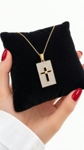 Lant cu pandantiv aur galben 14 K colectie ITALIA model CRUCE - Img 2