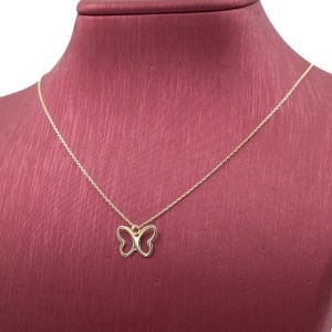Lant cu pandantiv aur galben 14 K model FLUTURAS - Img 2