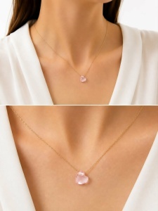 Lant cu pandantiv aur galben 14 K model INIMA - PINK - Img 2