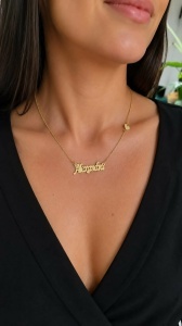 Lant cu pandantiv aur galben 14 K model NUME - ALEXANDRA