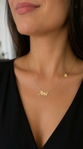 Lant cu pandantiv aur galben 14 K model NUME - ANA