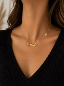 Lant cu pandantiv aur galben 14 K model NUME - GABRIELA