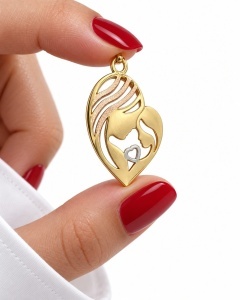 Pandantiv aur galben 14 K colectie ITALIA model MAMA SI FETITA