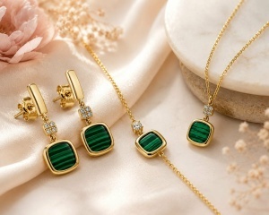 Set aur galben 14 K colectie ITALIA model PATRAT