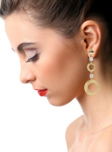 Bijuterii aur galben 14 K cercei colectie noua ITALIA model SATINAT - Img 4