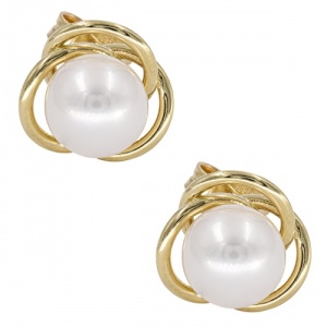 Bijuterii aur galben 14 K cercei colectie noua ITALIA model TURBAN - PERLA
