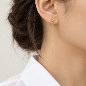 Bijuterii aur galben 14 K cercei cu lant colectie noua model FLOARE