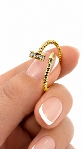 Bijuterii aur galben 14 K inel colectie noua model GEOMETRIC - Img 2