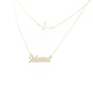 Bijuterii aur galben 14 K lant cu pandantiv colectie noua MAMA SI CRUCE - Img 2