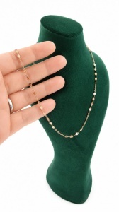 Bijuterii aur roz 14 K lant colectie noua 55 cm - Img 2