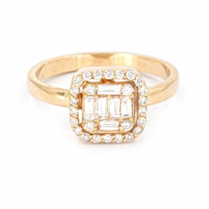 Bijuterii aur roz colectie noua diamante INEL model BAGHETA