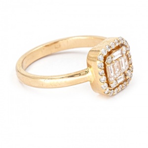 Bijuterii aur roz colectie noua diamante INEL model BAGHETA - Img 2