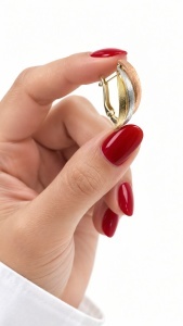 Cercei aur galben 14 K colectie ITALIA model GEOMETRIC - Img 3