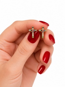 Cercei aur galben 14 K model CRUCE - CURCUBEU