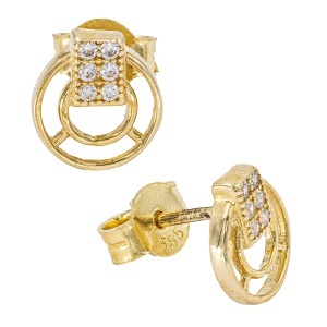 Cercei aur galben 14 K model GEOMETRIC - Img 2