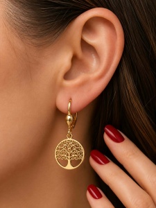 Cercei aur galben 14 K model POMUL VIETII