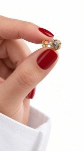 Cercei aur galben 14 K model TURBAN - Img 2