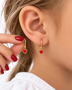 Cercei copii aur galben 14 K colectie ITALIA model INIMA - RED