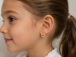 Cercei copii aur galben 14 K colectie ITALIA model INIMA