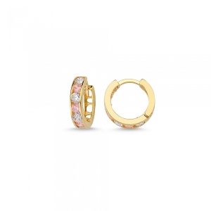 Cercei copii nou nascuti aur galben 14 K model TORTITA - PINK