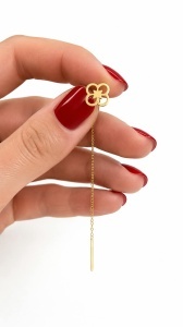 Cercei cu lant aur galben 14 K model FLOARE - Img 2