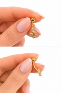 Cercel pentru buric aur galben 14 K model FLOARE - Img 2
