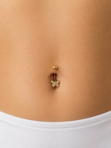 Cercel pentru buric aur galben 14 K model FLUTURAS - Img 2
