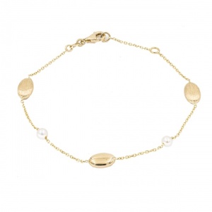 Bijuterii aur galben 14 K bratara mobila colectie noua ITALIA model OVAL SI PERLA