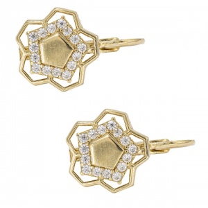 Bijuterii aur galben 14 K cercei colectie noua model FLOARE