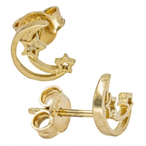 Bijuterii aur galben 14 K cercei colectie noua model SEMILUNA SI STELUTE - Img 2